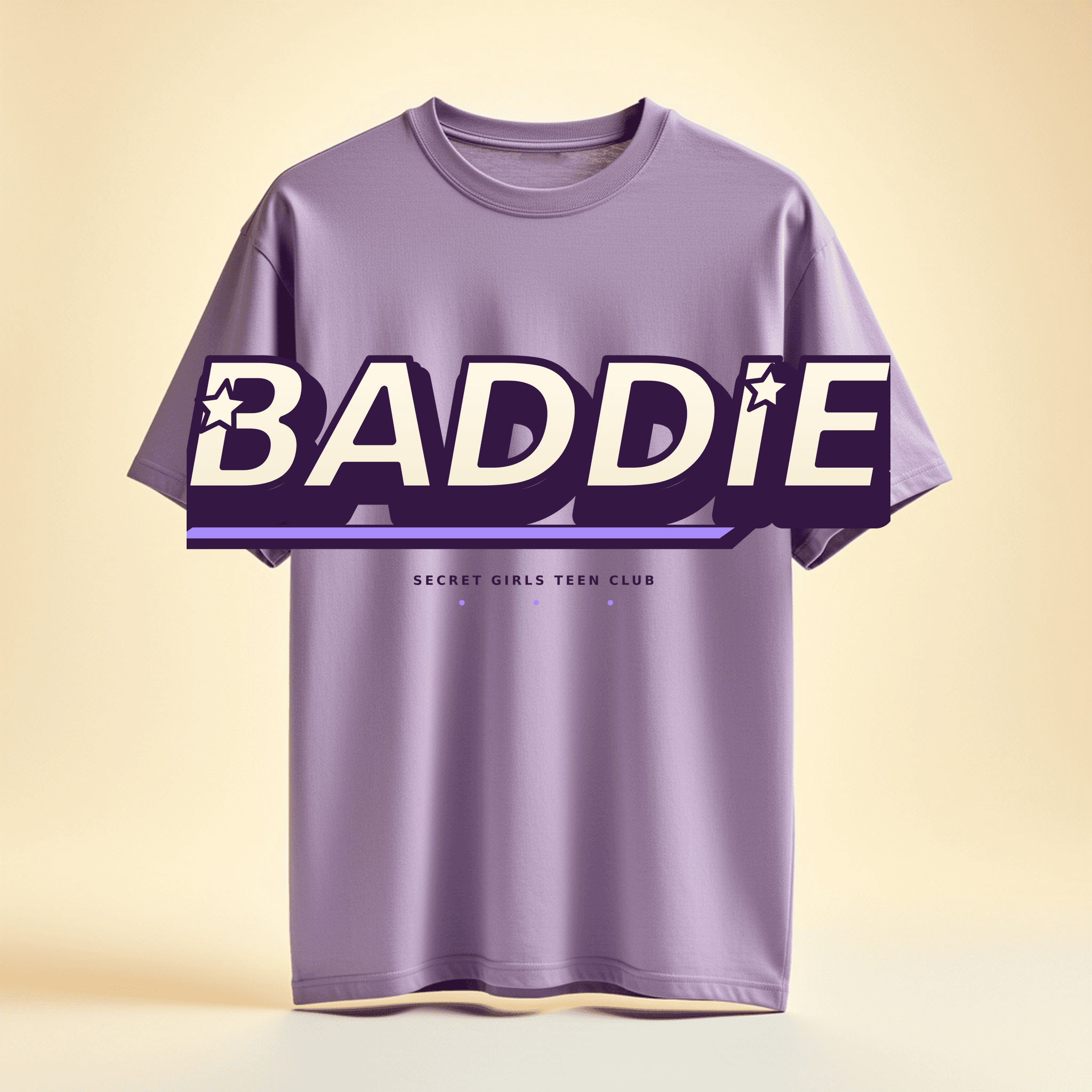 Lilac Secret Girls Club Teens BADDIE tee design mockup